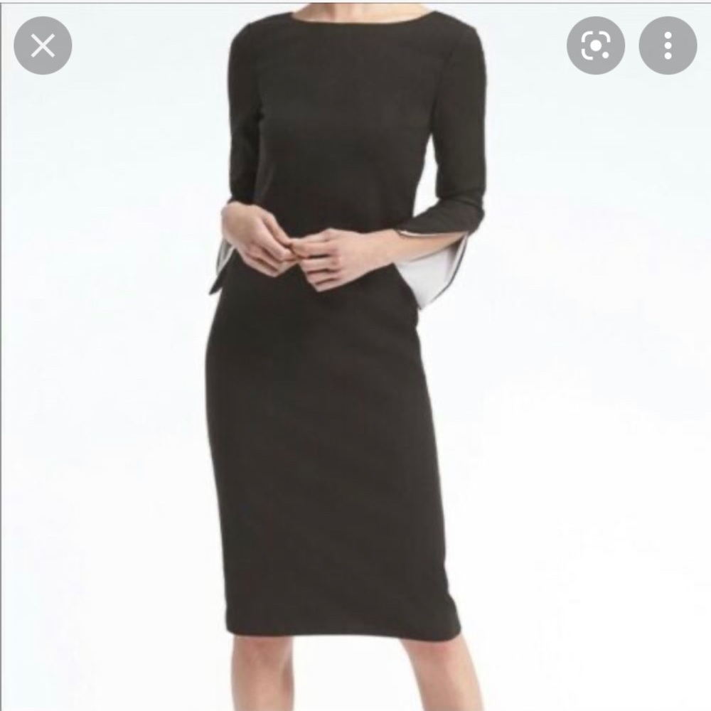 Banana Republic Black sheath dress with white sleeve lining